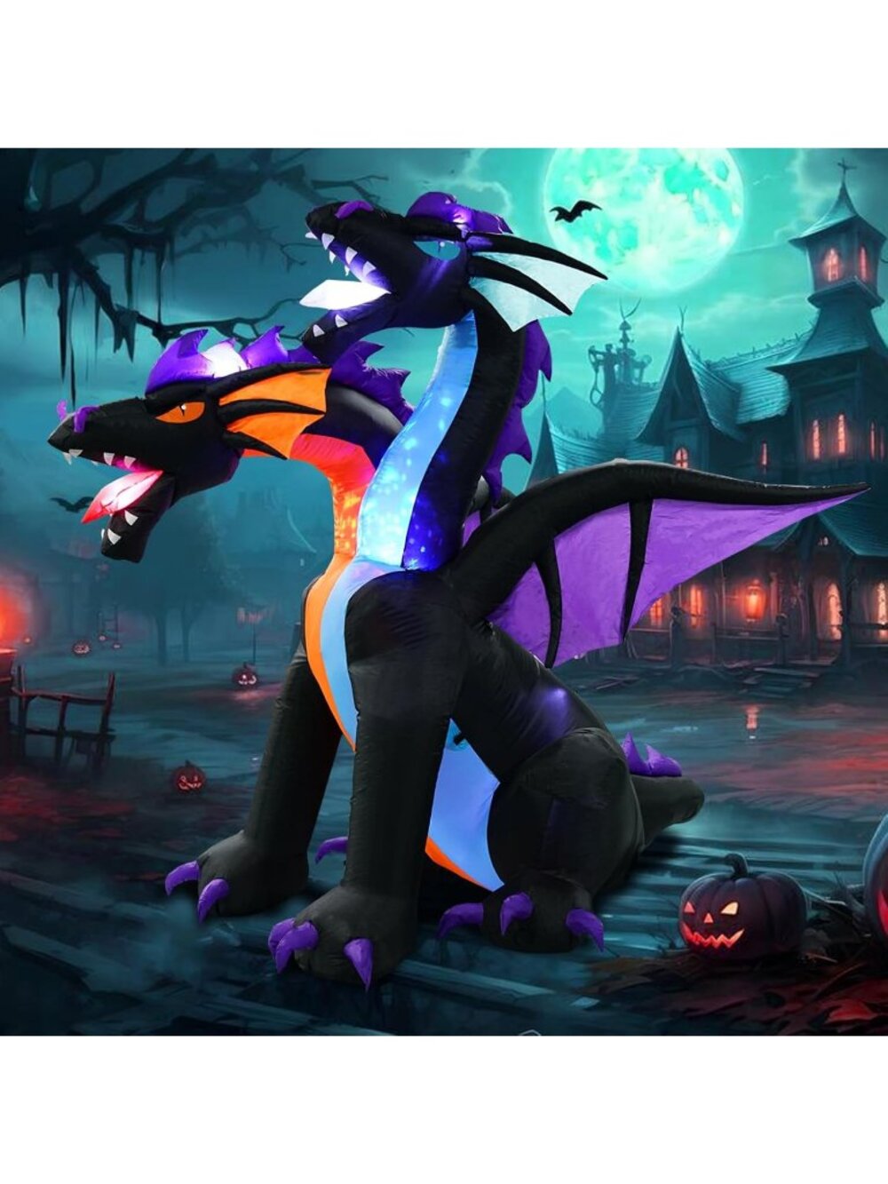 🎃7 Ft Halloween Inflatable Dragon with 2 Heads for Home Garden  Lawn Indoor Dec